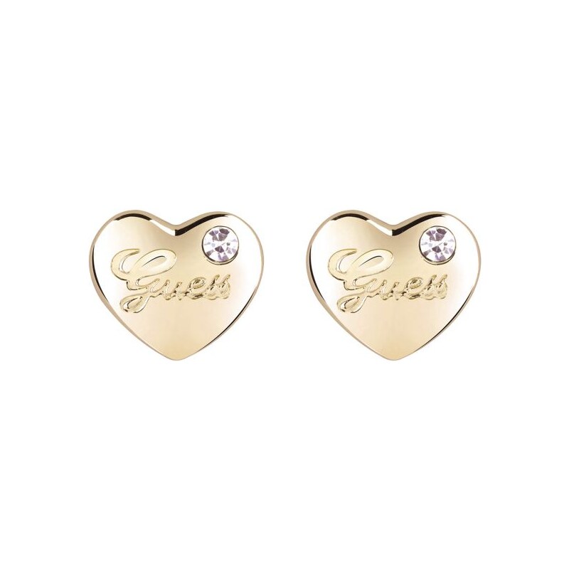 Guess Hearts and Roses Heart Yellow Gold-Plated Stud Earrings