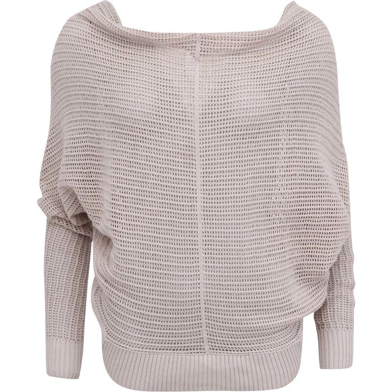 Béžový dámský pletený svetr s netopýřímí rukávy YAYA