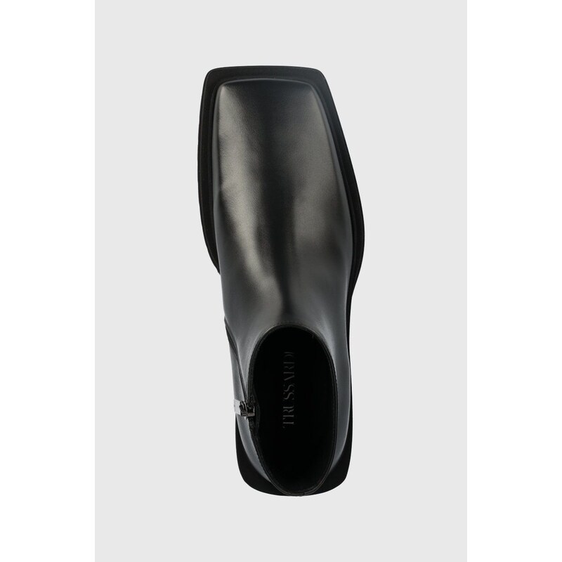 Kožené boty Trussardi Zephyr Ankle pánské, černá barva