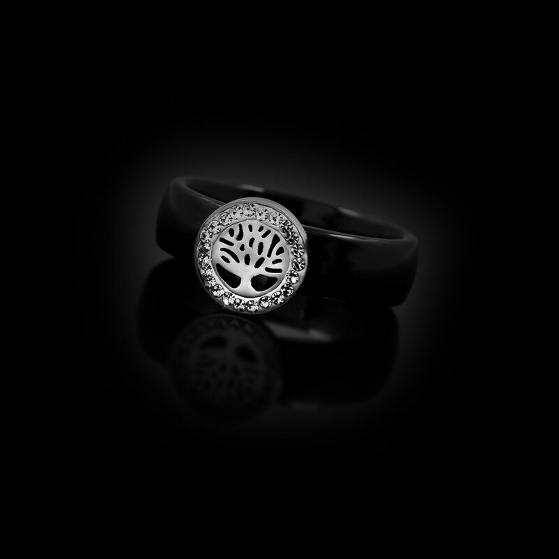 Dámský prsten se stromem života - Chirurgická ocel se šperkařskou keramikou a zirkony