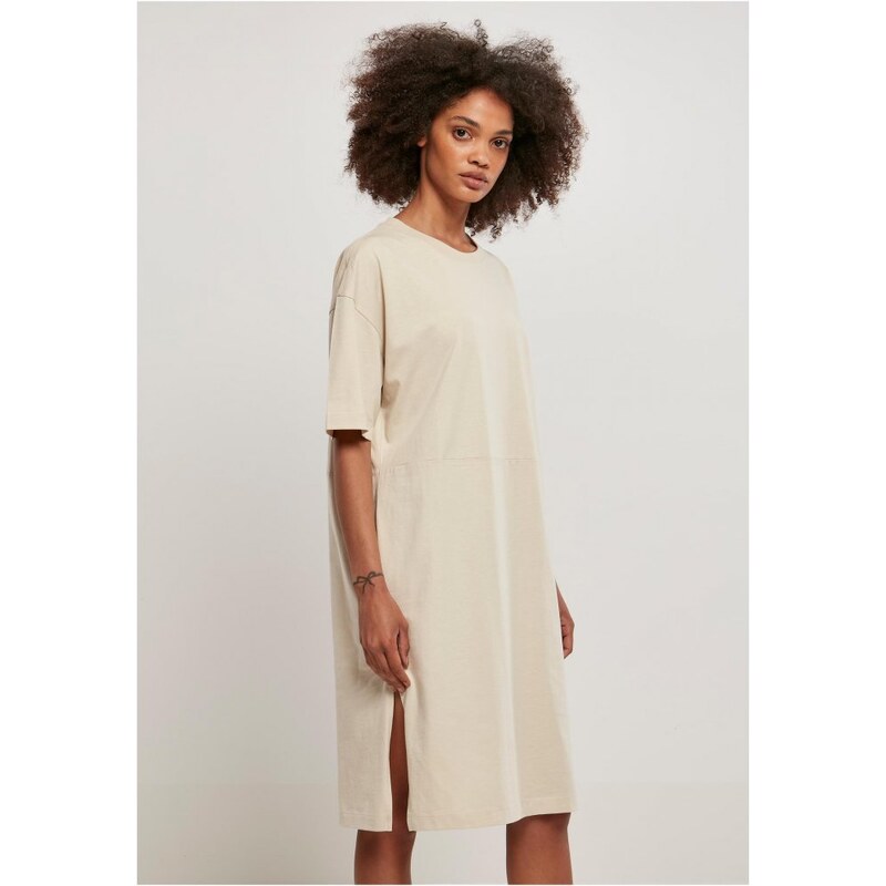 Dámské šaty Urban Classics Organic Oversized Slit - softseagrass