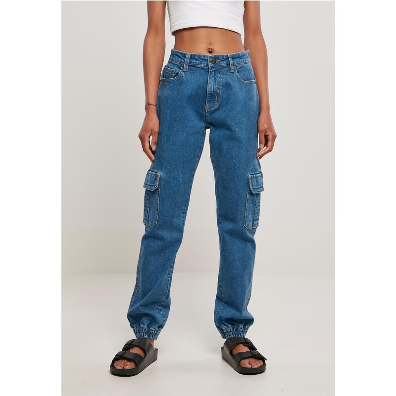 Urban Classics Dámské organické Stretch Denim Cargo Kalhoty čiré