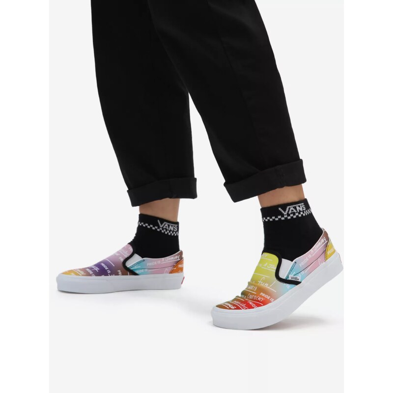 Fialovo-růžové dámské vzorované slip on tenisky VANS Rainbow - Dámské