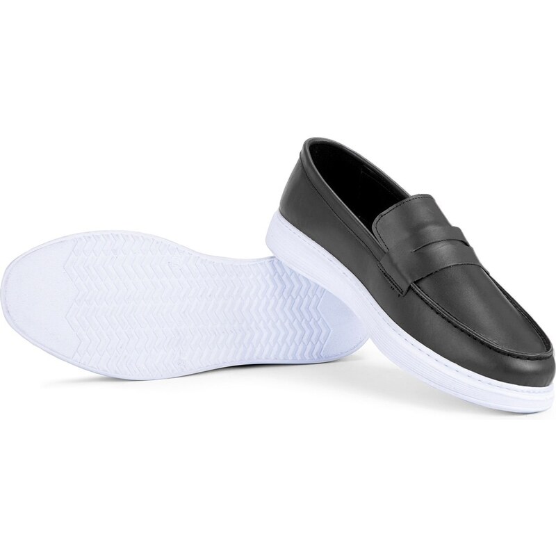 Ducavelli Trim Genuine Leather Men's Casual Shoes. Loafers, Lightweight Shoes, Summer Shoes Black.