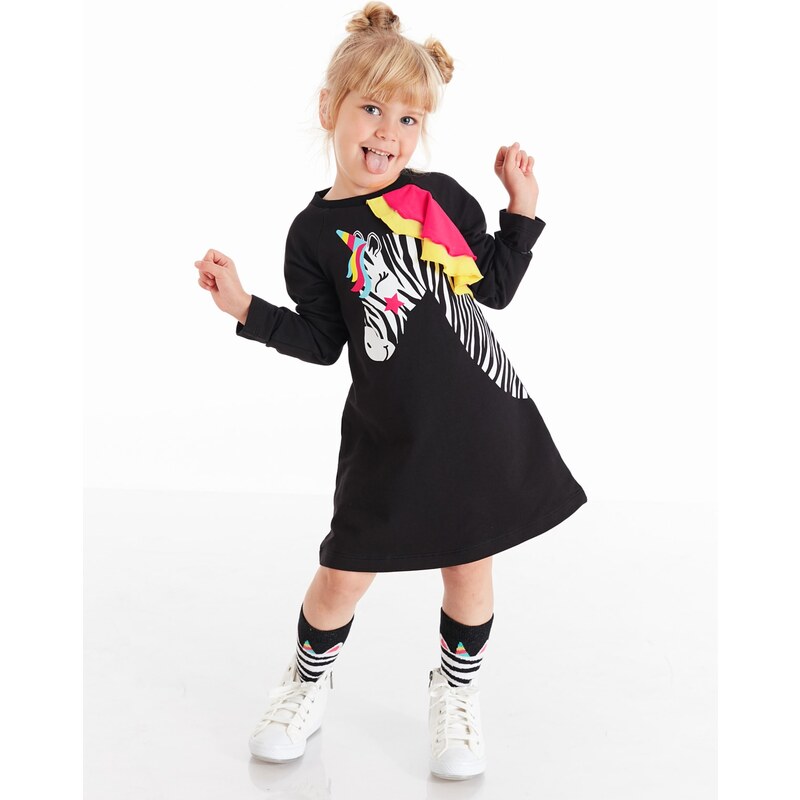 Denokids Unicorn Zebra Girls' Dress