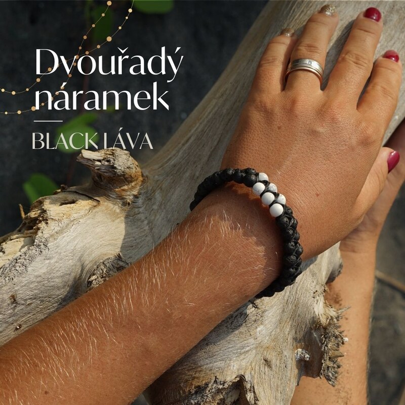 Touch of Bali / Minerals & Gems Dvouřadý náramek z minerálů - BLACK LÁVA