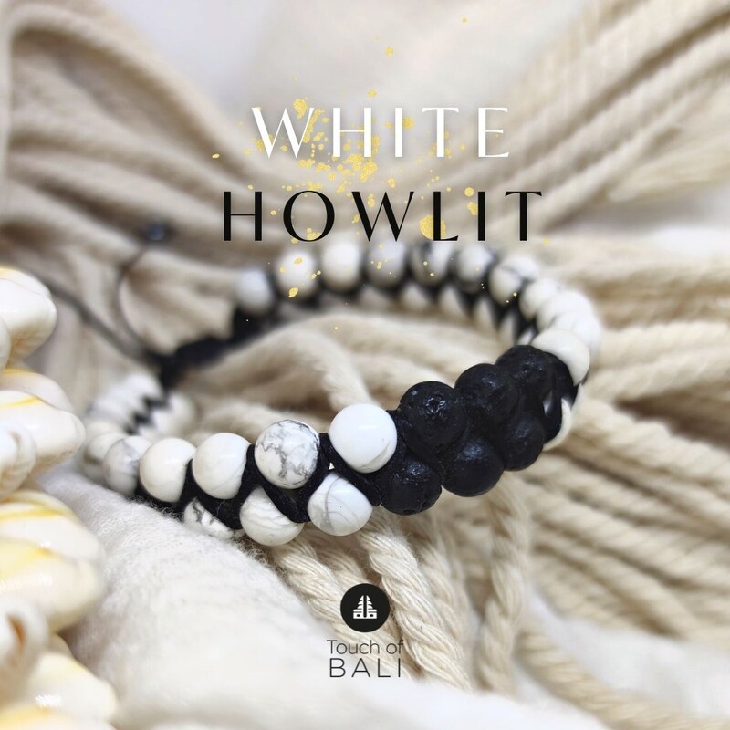 Touch of Bali / Minerals & Gems Dvouřadý náramek z minerálů - WHITE HOWLIT