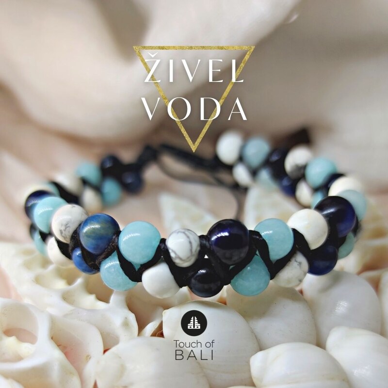 Touch of Bali / Minerals & Gems Dvouřadý náramek z minerálů - živel VODA