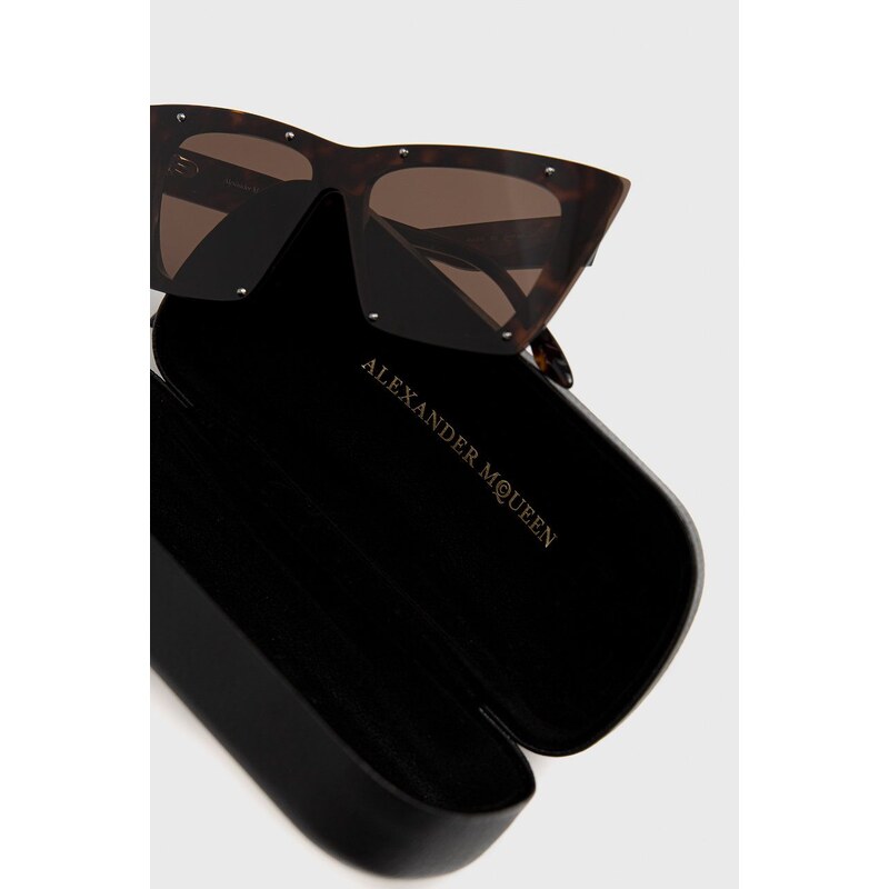 Sluneční brýle Alexander McQueen dámské, hnědá barva