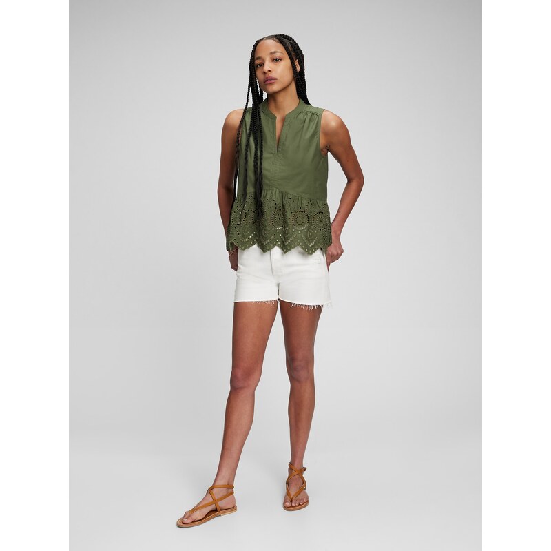 GAP Bavlněný peplum top s krajkou - Dámské 109681036