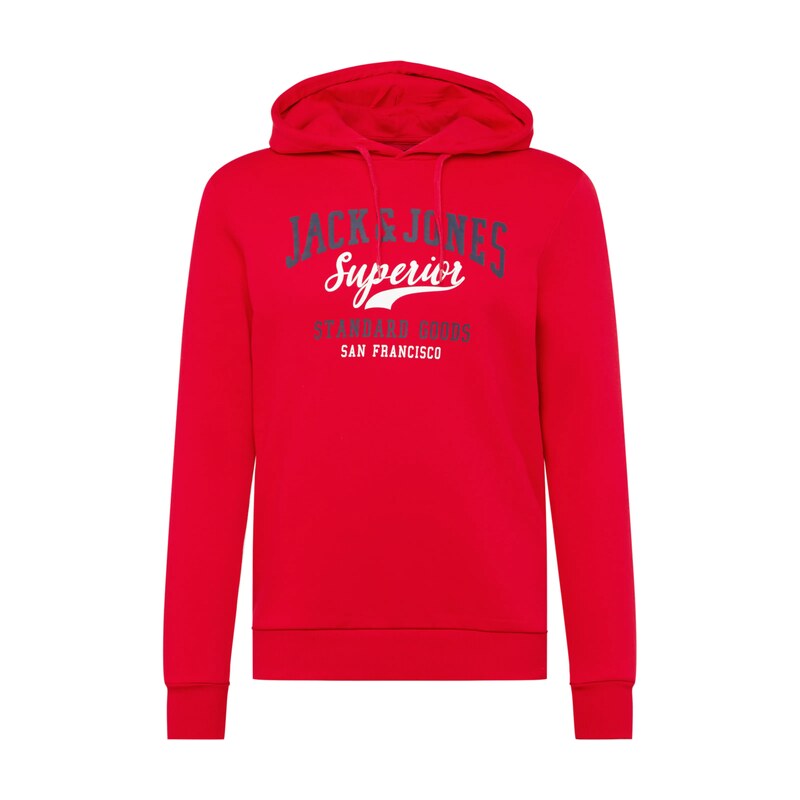 JACK & JONES Mikina noční modrá / červená / bílá