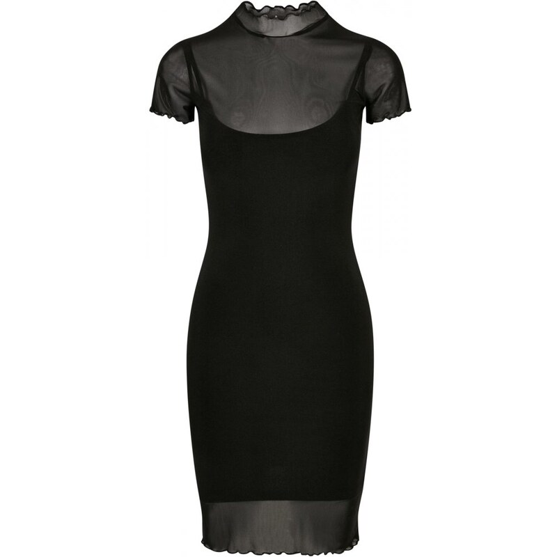 Dámské šaty Urban Classics Ladies Mesh Double Layer Dress - black