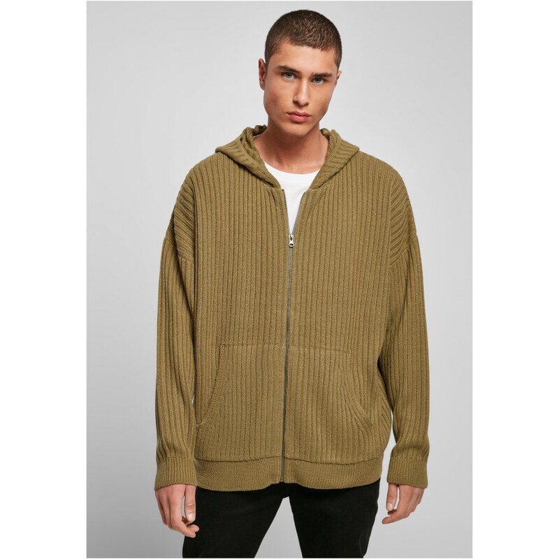 URBAN CLASSICS Knitted Zip Hoody - tiniolive