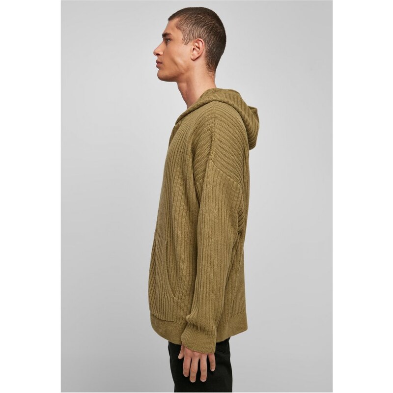 URBAN CLASSICS Knitted Zip Hoody - tiniolive