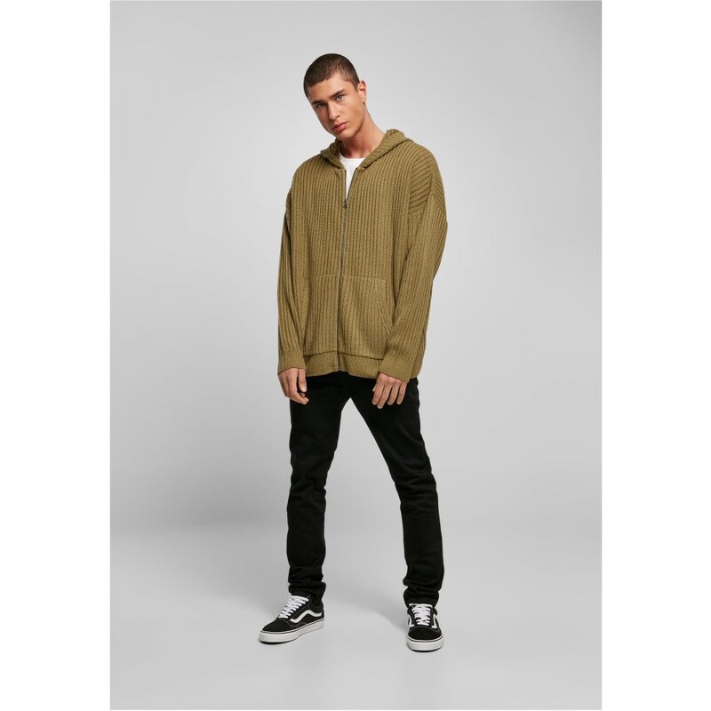 URBAN CLASSICS Knitted Zip Hoody - tiniolive