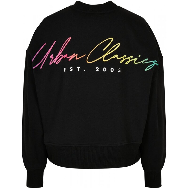 URBAN CLASSICS Ladies Oversized Rainbow Crewneck - black