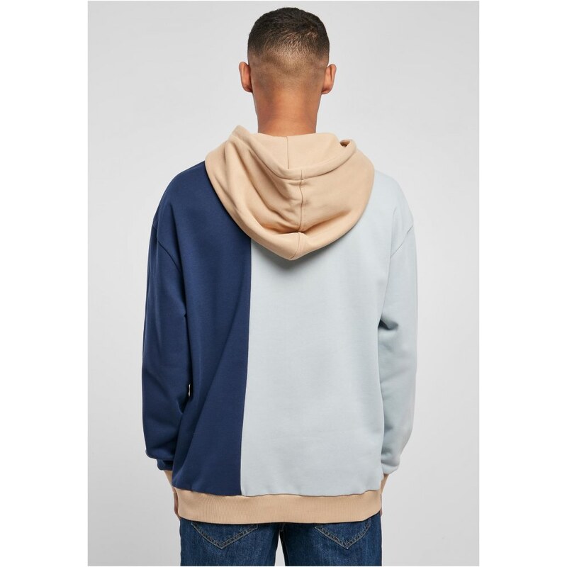 URBAN CLASSICS Oversized Color Block Hoody - summerblue/darkblue