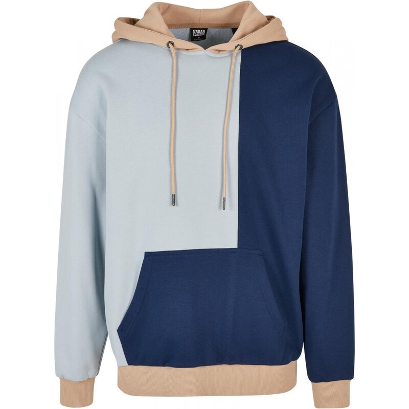 URBAN CLASSICS Oversized Color Block Hoody - summerblue/darkblue