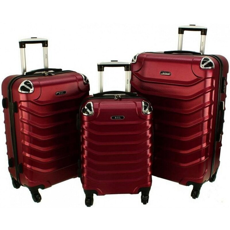 Rogal Tmavě červená sada 3 plastových kufrů "Premium" - vel. M, L, XL