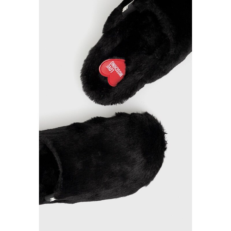 Pantofle Love Moschino černá barva