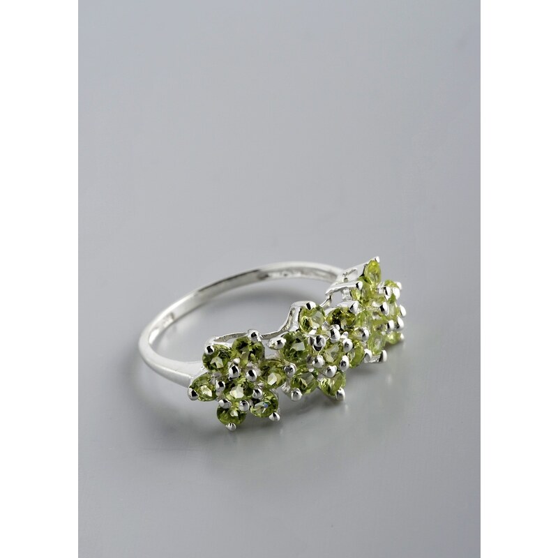Stříbrný prsten s olivíny PK026