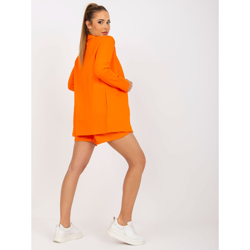 Fashionhunters Základní oranžová mikinová bunda bez zapínání
