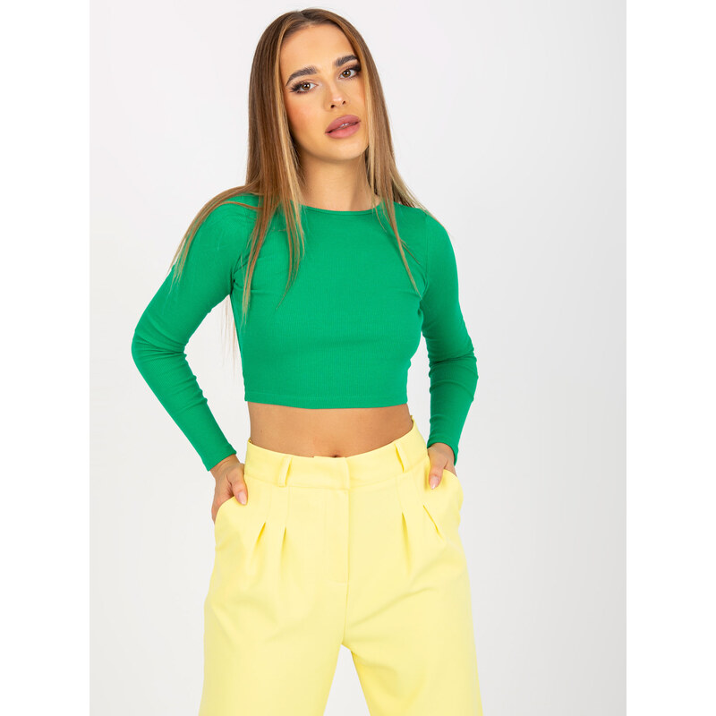 RUE PARIS ZELENÝ CROP TOP S HOLÝMI ZÁDY --GREEN Zelená