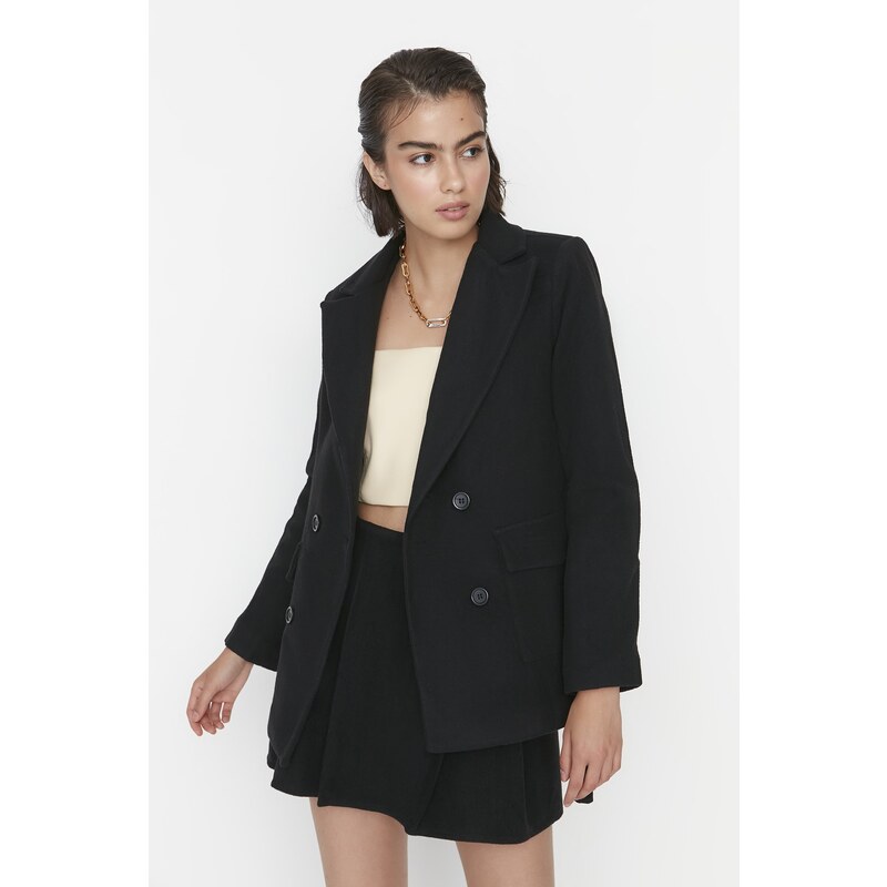 Trendyol Black Belted Woven Lined Jacket