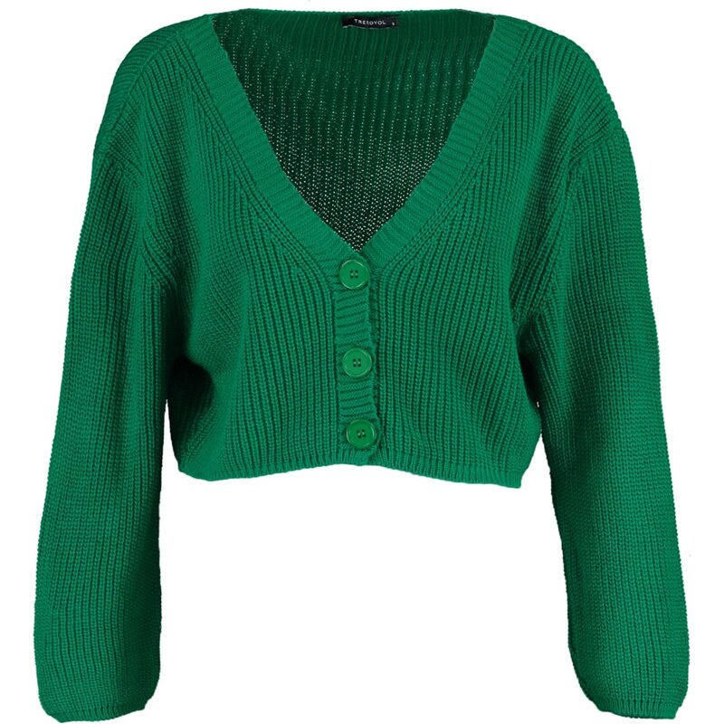 Trendyol Zelený svetr Crop Cardigan