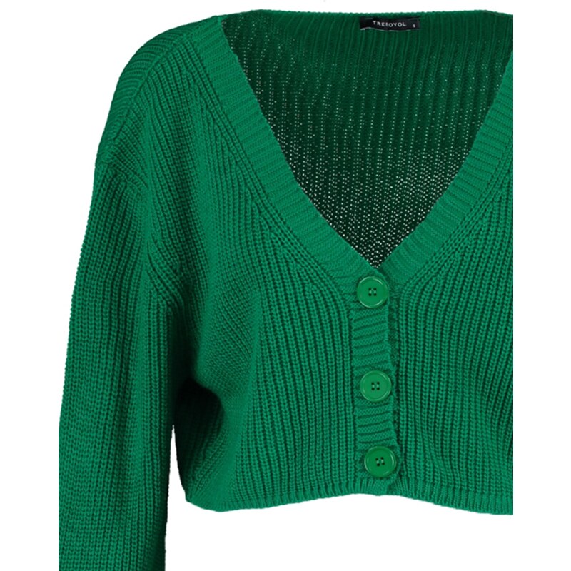 Trendyol Zelený svetr Crop Cardigan
