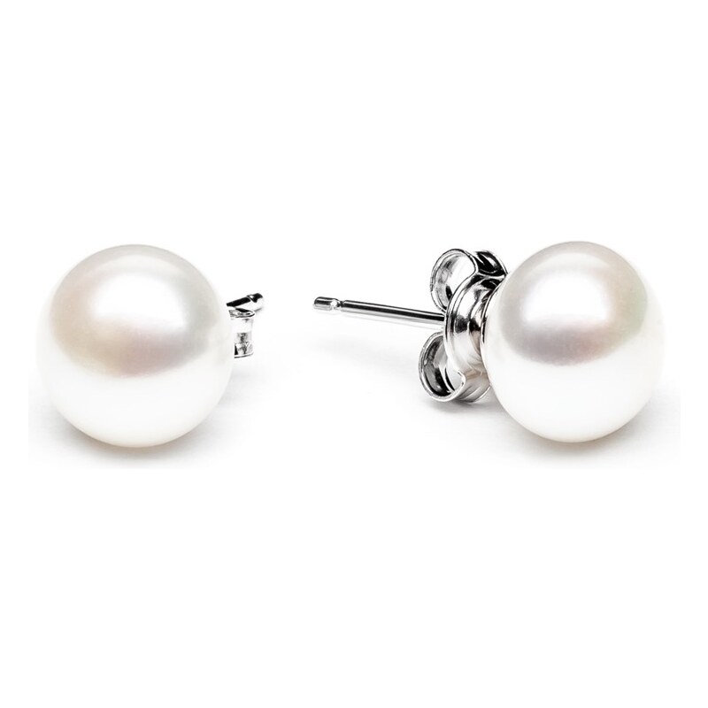 Gaura Pearls Náušnice s bílou 8.5-9 mm perlou Stephanie, stříbro 925/1000