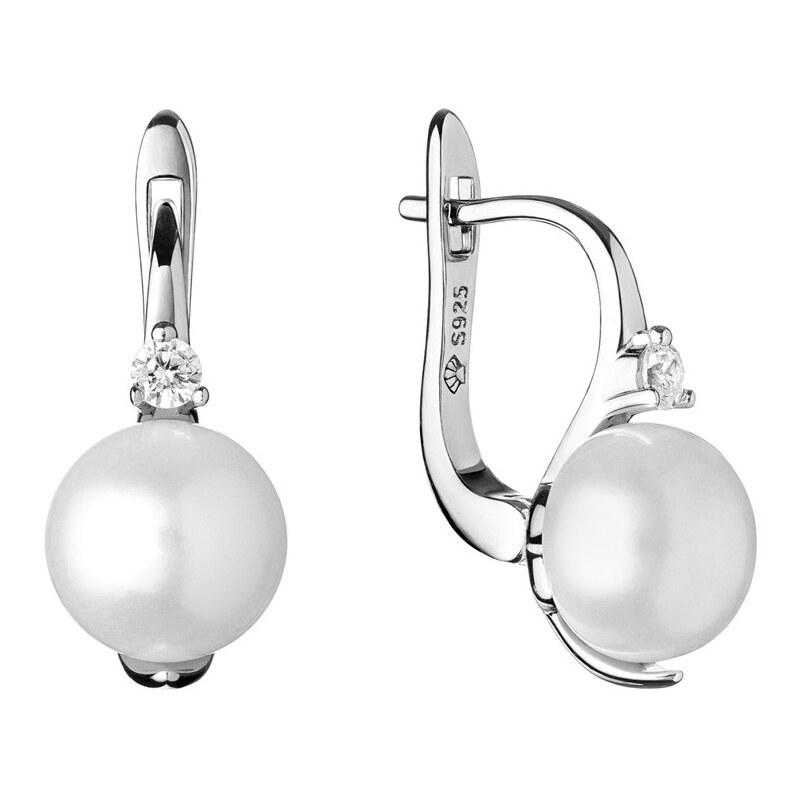Gaura Pearls Stříbrné náušnice s řiční perlou a zirkony Sarah, stříbro 925/1000
