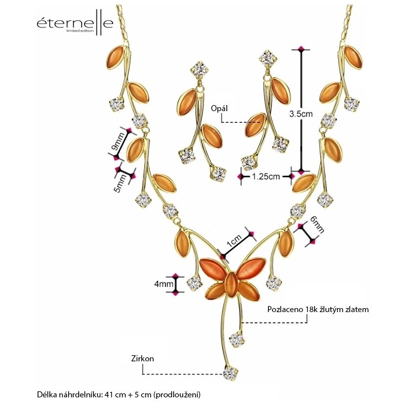 Éternelle Souprava náhrdelníku a náušnic s opály Francois