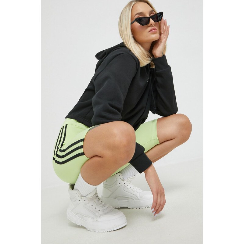 Kraťasy adidas Originals Trefoil Moments dámské, zelená barva, s aplikací, high waist, HE0407-PULLIM