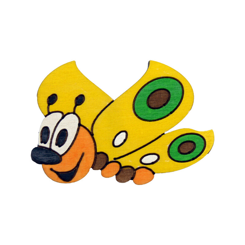 DoDo Dekorace s magnetem a lepíkem Motýl žlutý DM8 10x7cm