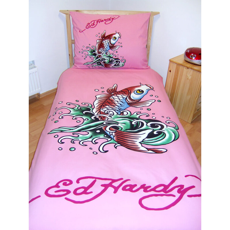 Trendimport povlečení Ed Hardy Ryba růžová bavlna 140x200, 70/90 cm