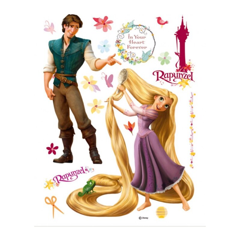 DECOFUN Maxi nálepka na zeď Rapunzel a princ 85x65 cm