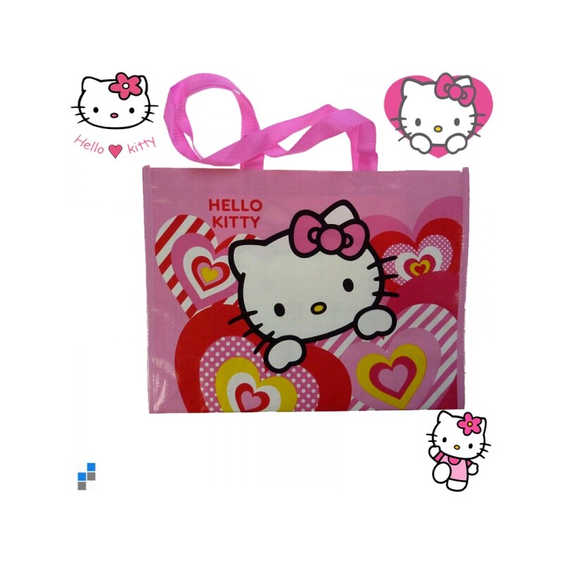 Diomercado Dětská velká nákupní taška Hello Kitty Heart pink 42x35 x17