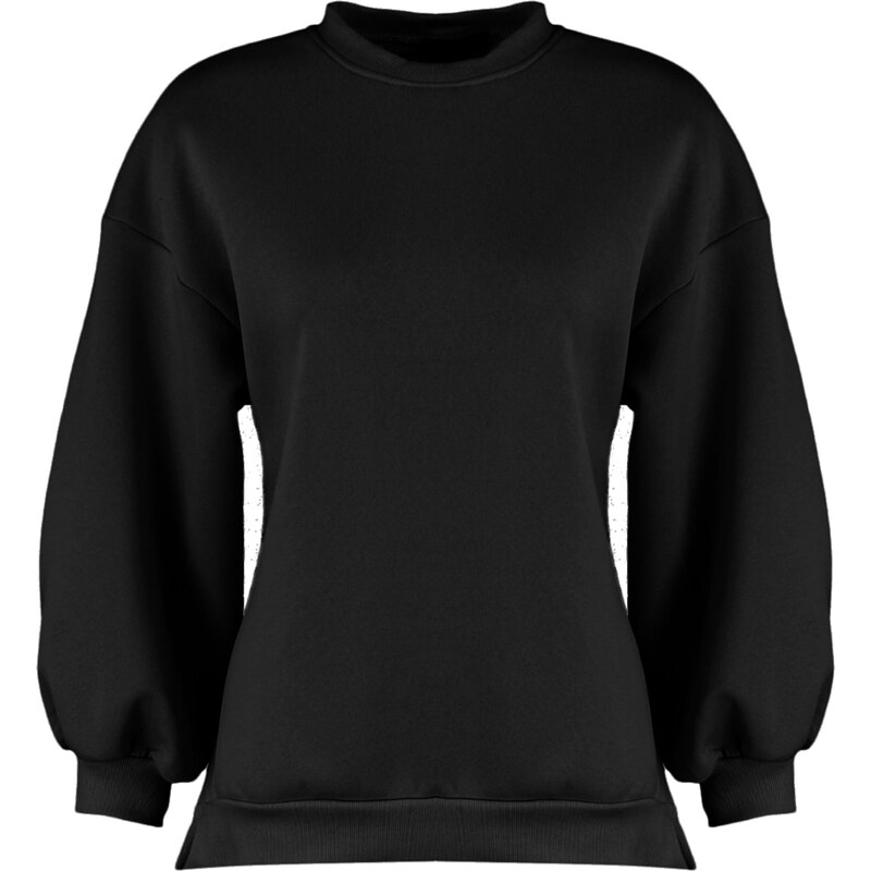 Trendyol Black Oversize/Wide fit with slits. Thick Fleece Inside Knitted Sweatshirt