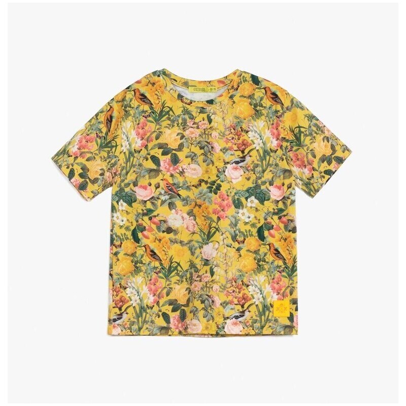 MUFFIN MODE Dívčí biobavlněné tričko s květinovým vzorem “ROSE GARDEN”, žluté vícebarevné