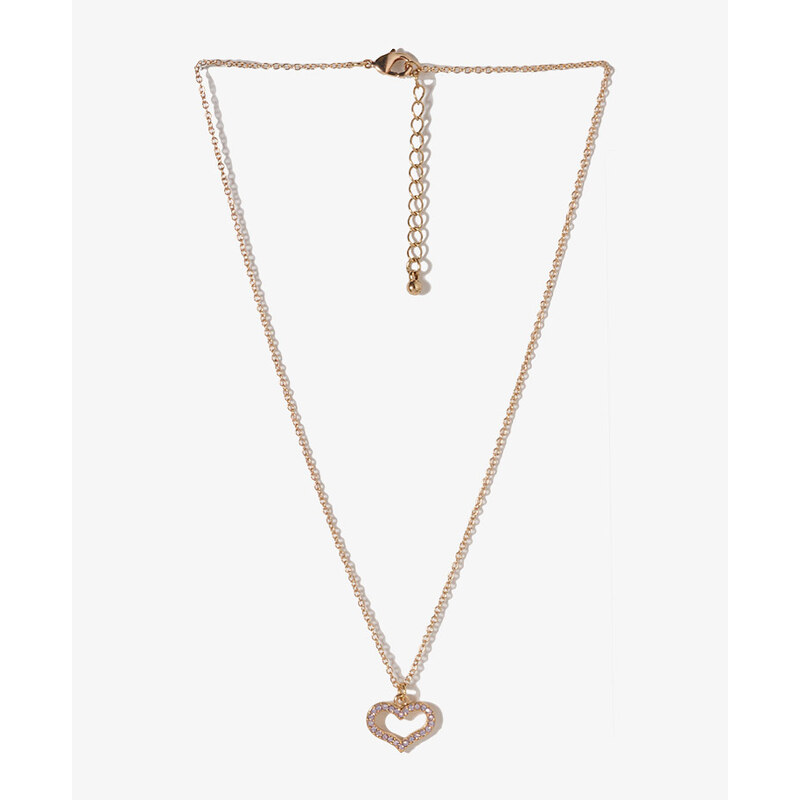 Forever 21 Rhinestoned Heart Necklace