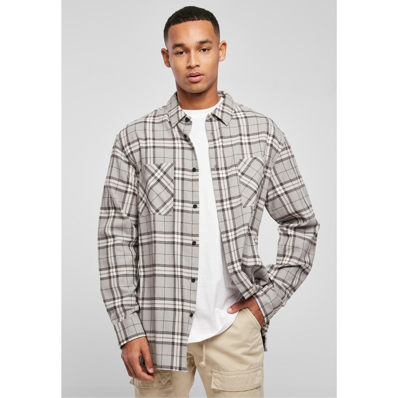 Urban Classics Dlouhá oversized šedá košile šedo-černá