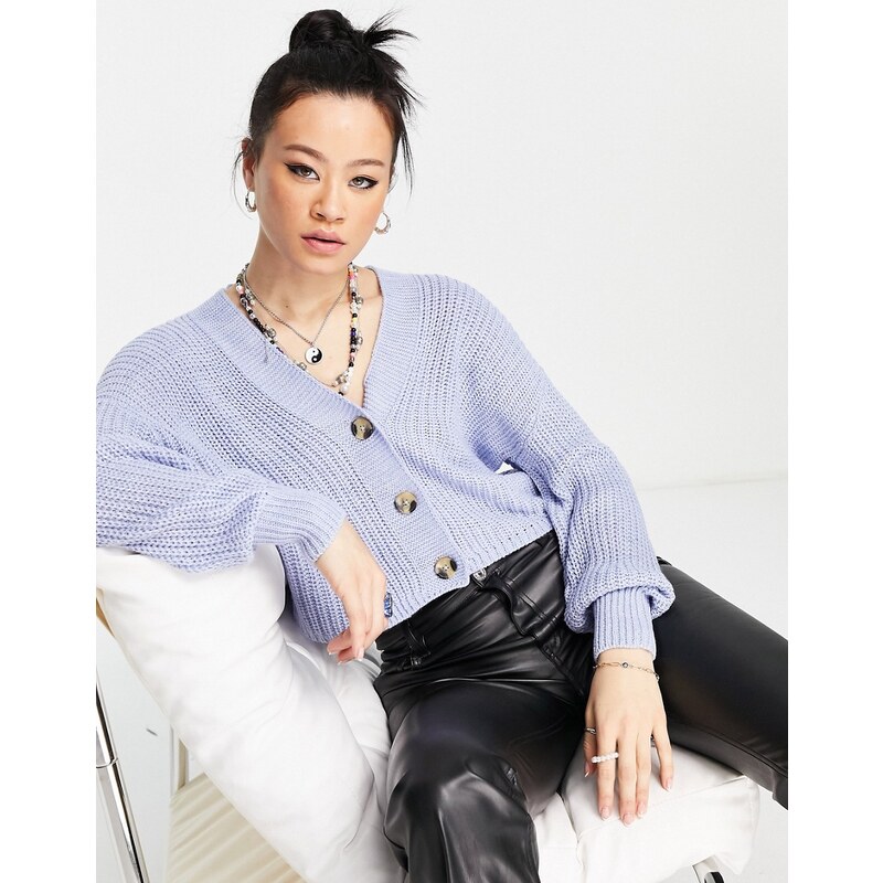 ONLY ribbed knit button down cardigan in pale blue 92885680