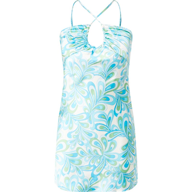 Gina Tricot Letní šaty světlemodrá / světle zelená / bílá