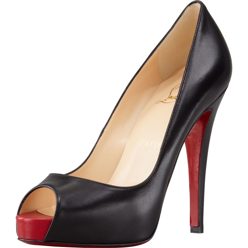 Christian Louboutin Very Prive Leather Platform Red Sole Pump