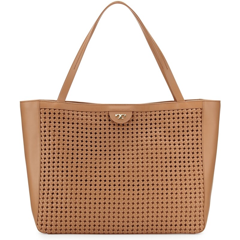 Tory Burch Romi Woven Leather Tote Bag