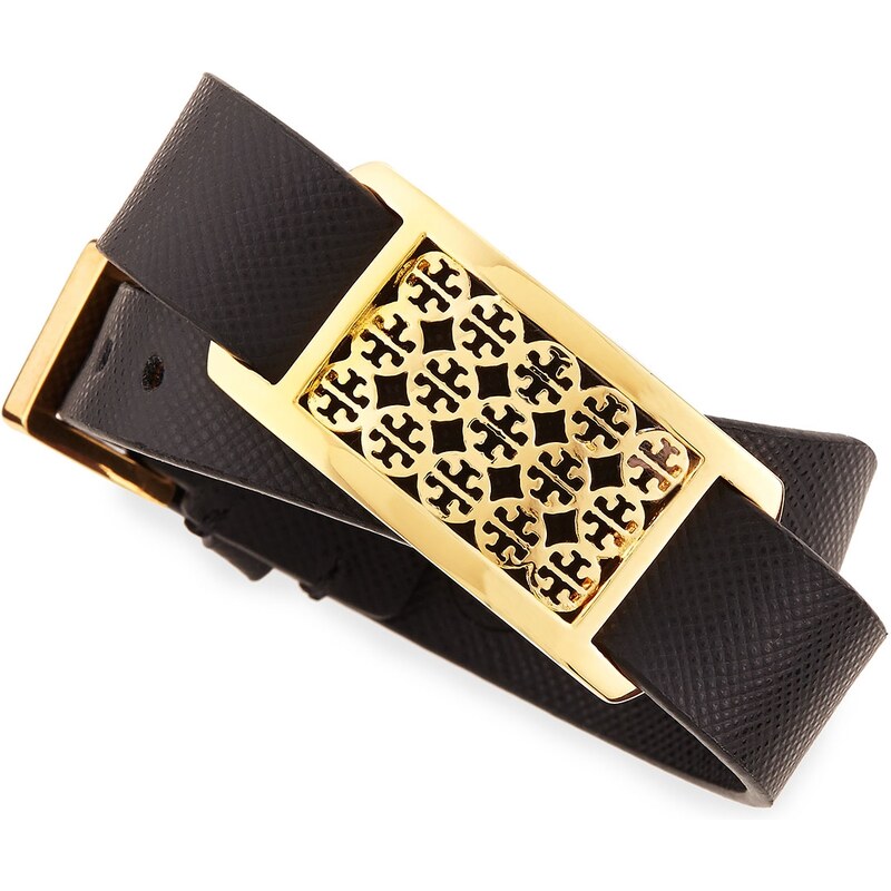 Tory Burch Kinsley Double-Wrap Leather Bracelet