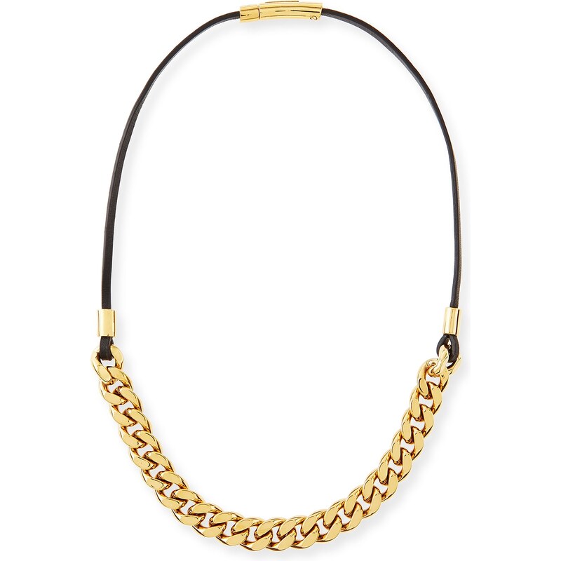 Michael Kors Curb-Chain/Leather Necklace