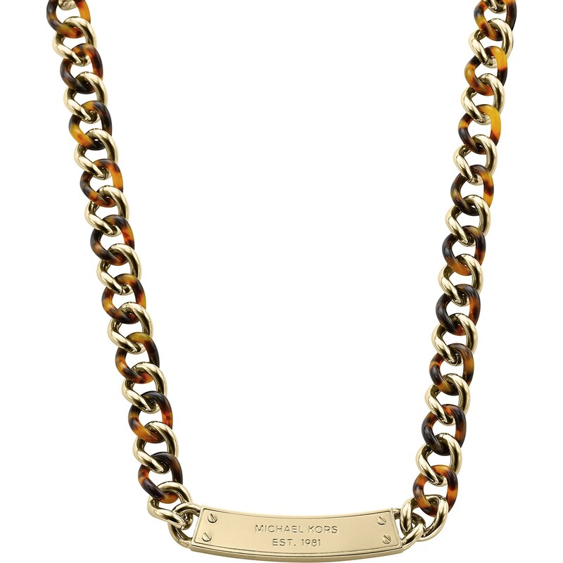 Michael Kors Curb-Chain Plaque Necklace