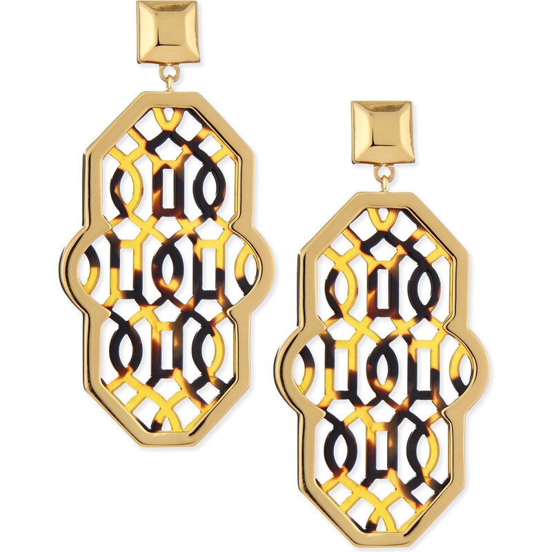 Tory Burch Chantal Perforated-Tortoise Earrings